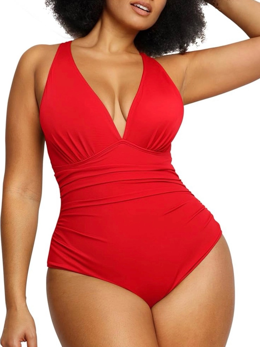 SHAPELLX Red Plunge One-Piece Swimsuit - Women Swim NWT XL